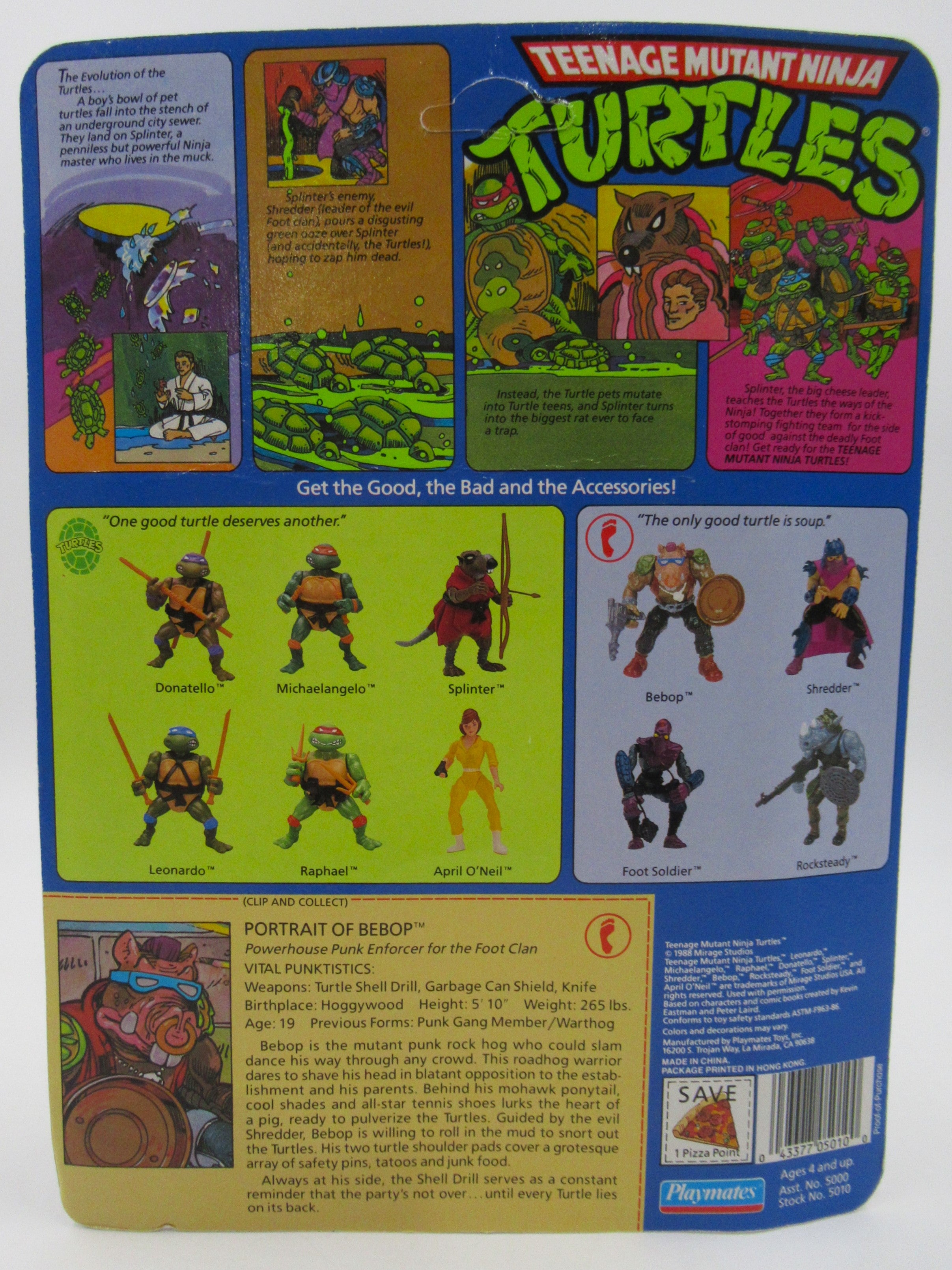 Teenage Mutant Ninja Turtles Bebop 4.5" Figure TMNTs - Playmates (1988)